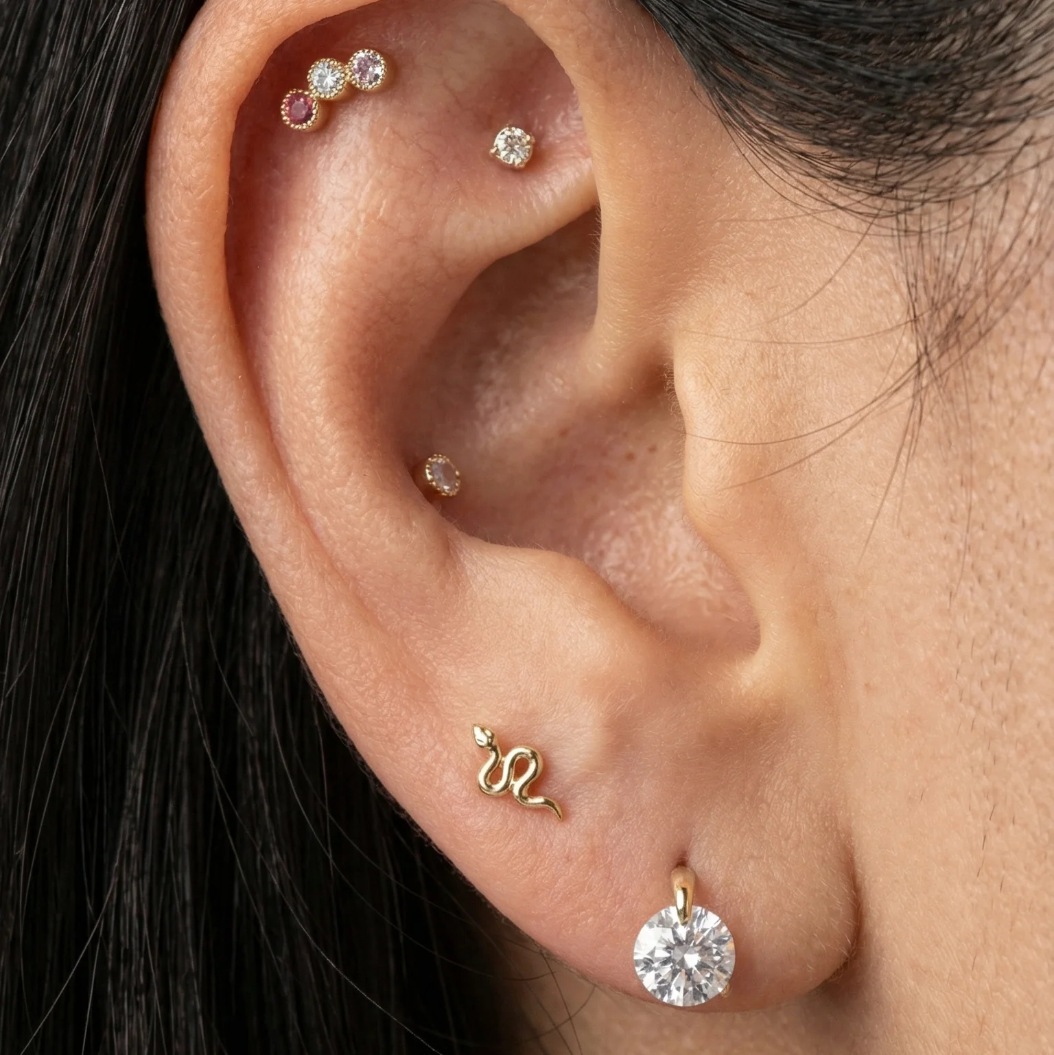 Yellow Gold Floating Gemstone Flat Back Drop Earring - Image 12