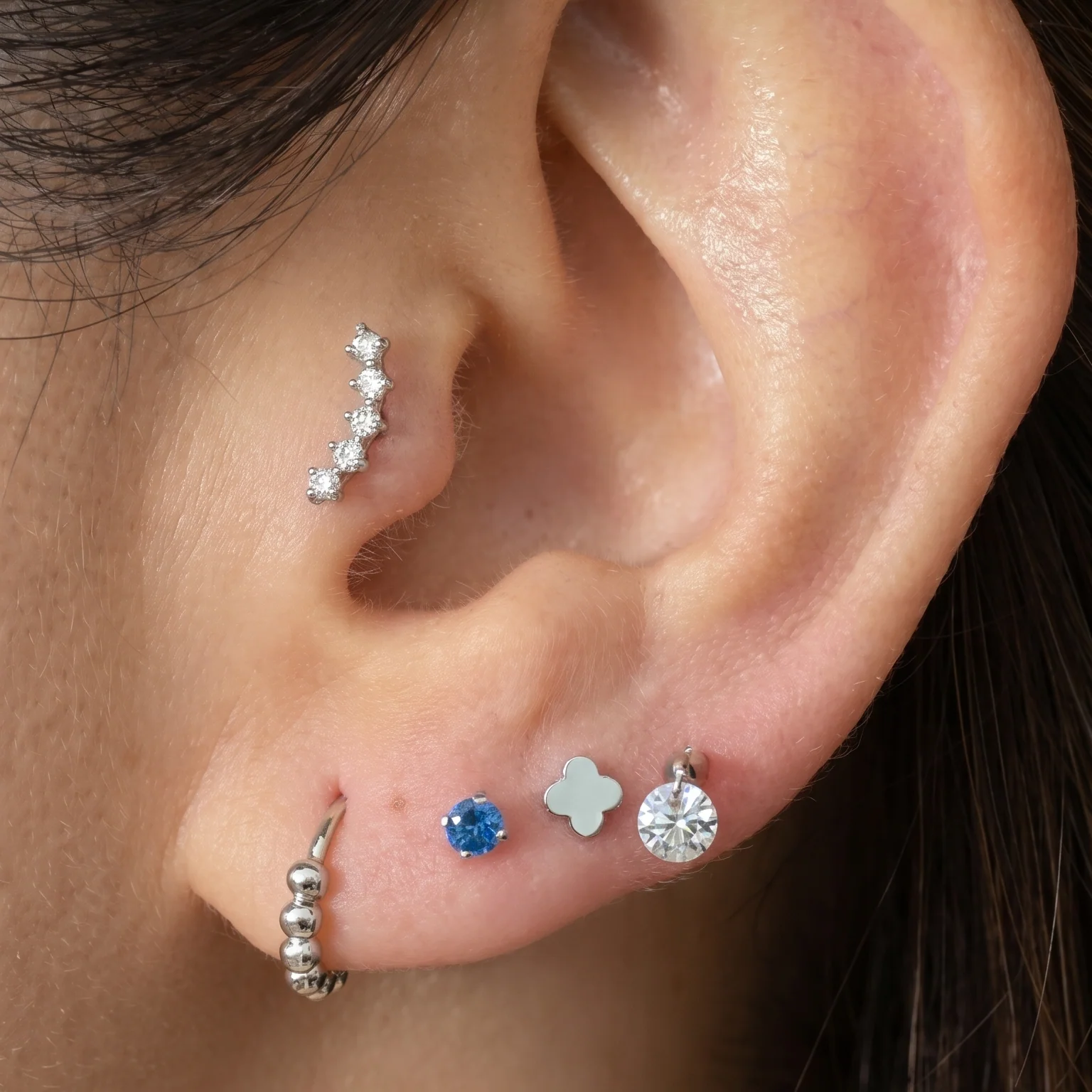 Yellow Gold Floating Gemstone Flat Back Drop Earring - Image 3