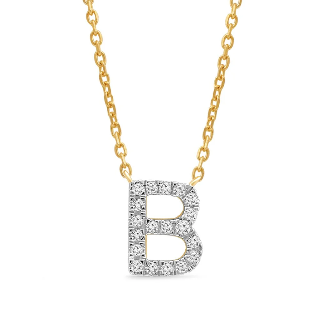 Yellow Gold Diamond Initial Charm Necklace - Image 13