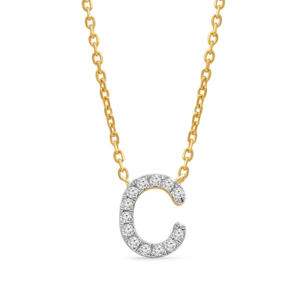 Yellow Gold Diamond Initial Charm Necklace - Image 14