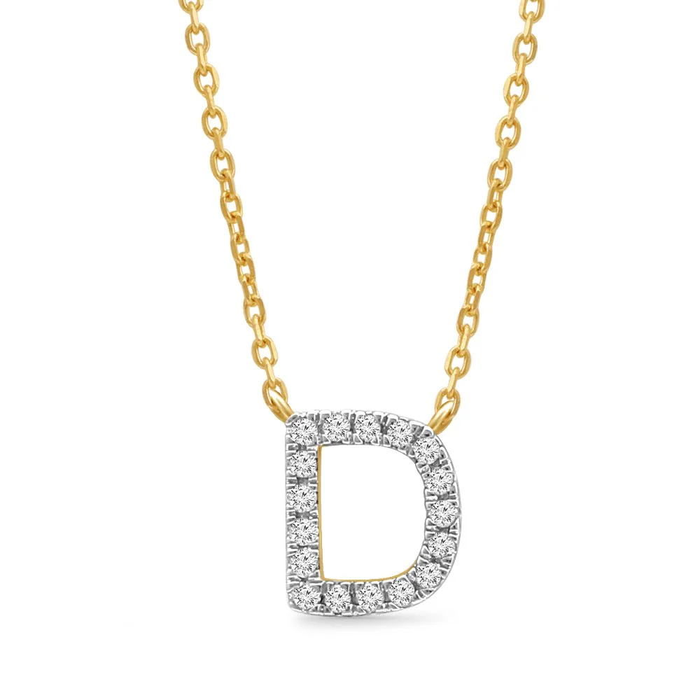 Yellow Gold Diamond Initial Charm Necklace - Image 15