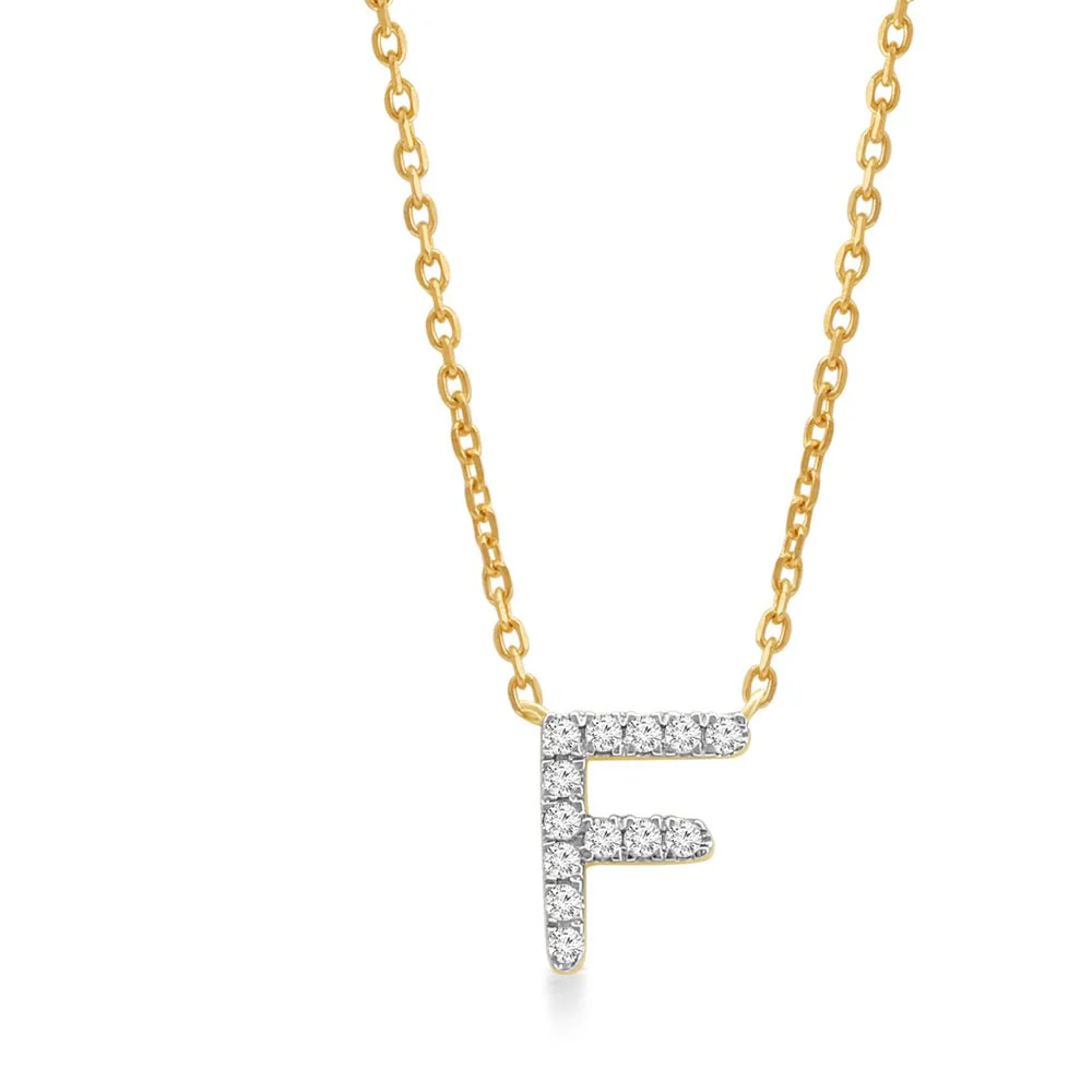 Yellow Gold Diamond Initial Charm Necklace - Image 17