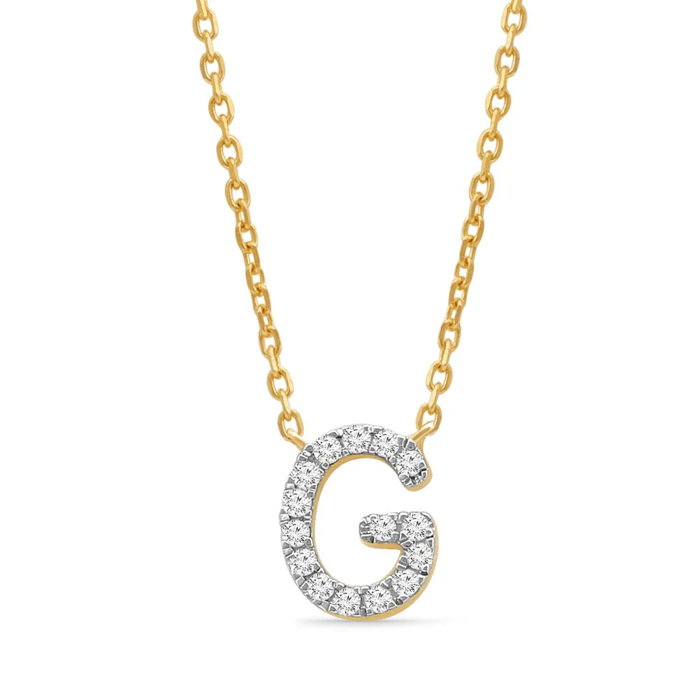 Yellow Gold Diamond Initial Charm Necklace - Image 18