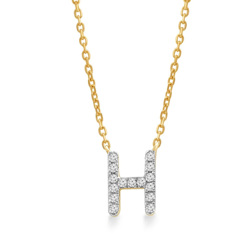 Yellow Gold Diamond Initial Charm Necklace - Image 19