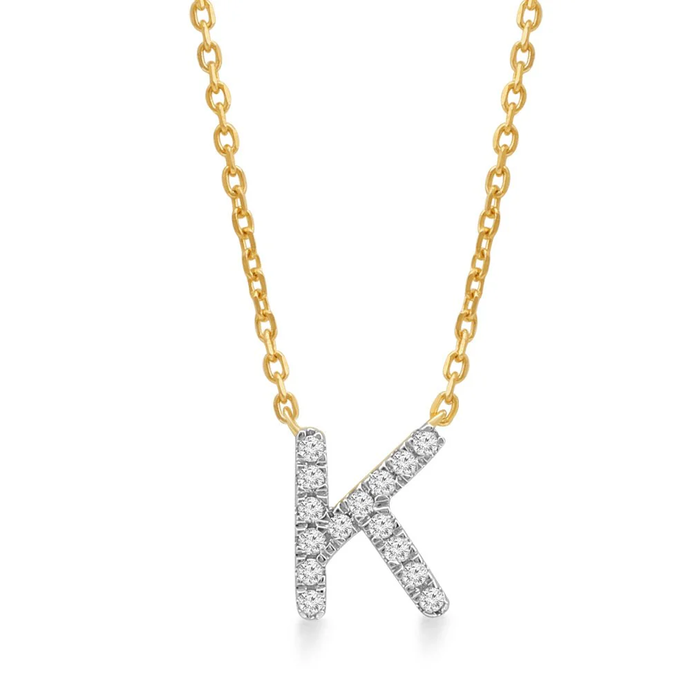 Yellow Gold Diamond Initial Charm Necklace - Image 22