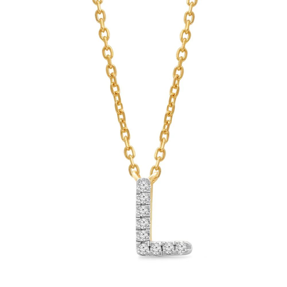 Yellow Gold Diamond Initial Charm Necklace - Image 23