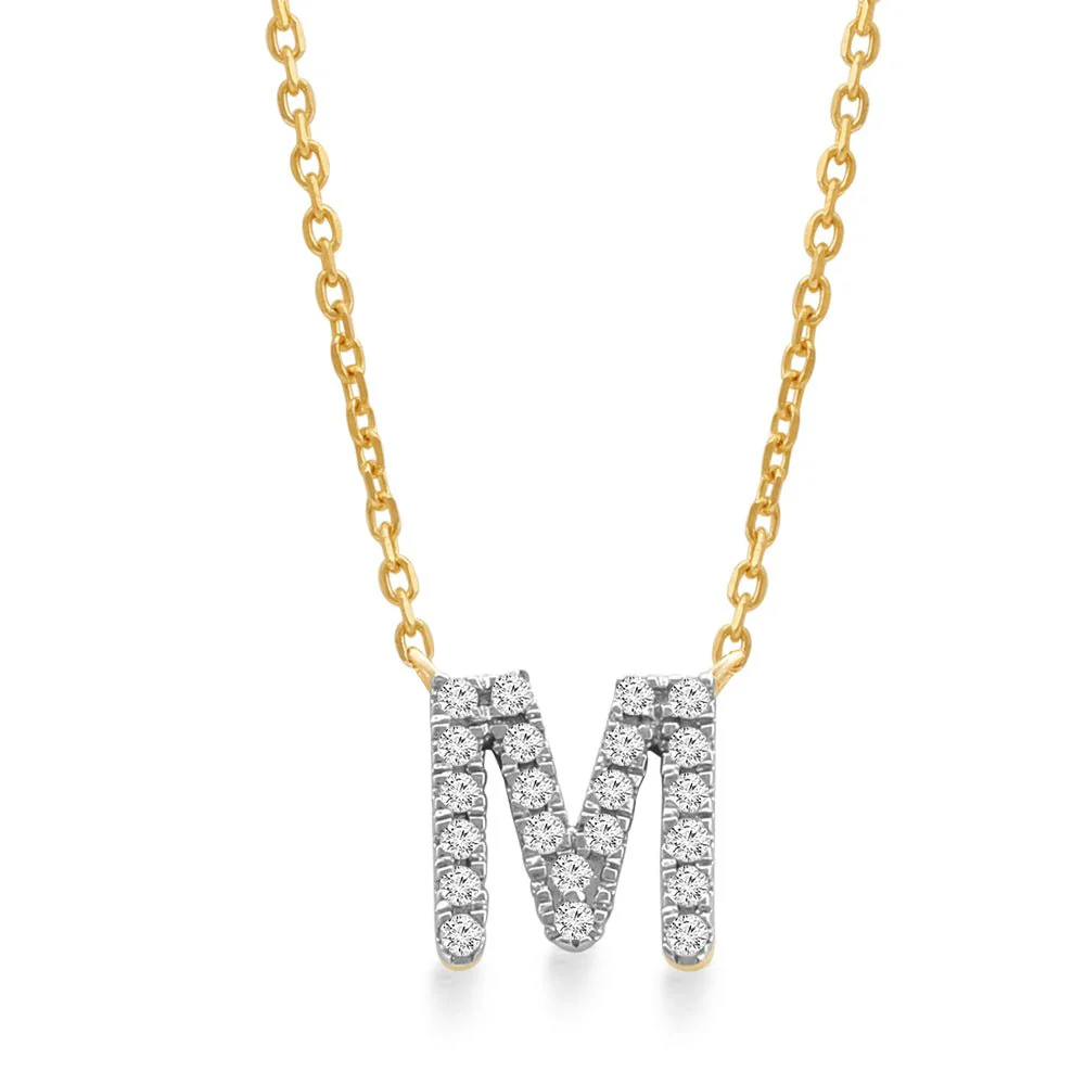 Yellow Gold Diamond Initial Charm Necklace - Image 24