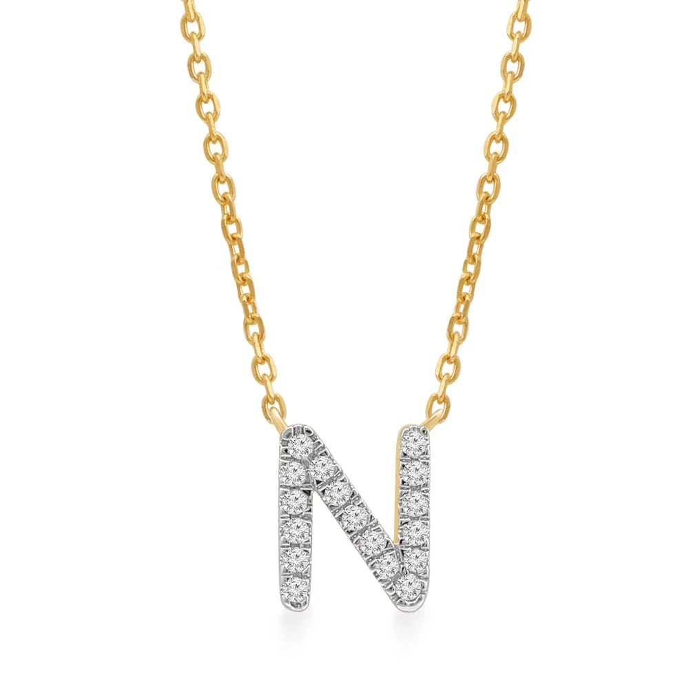 Yellow Gold Diamond Initial Charm Necklace - Image 25