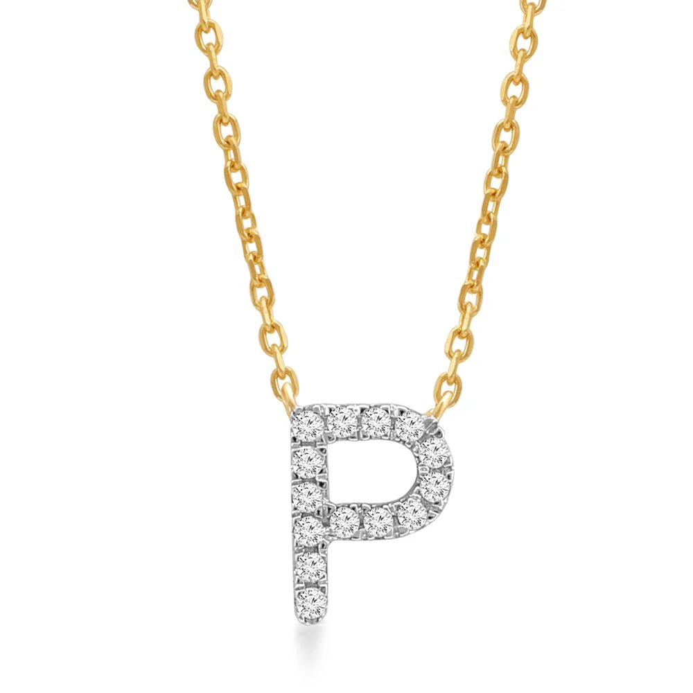 Yellow Gold Diamond Initial Charm Necklace - Image 26