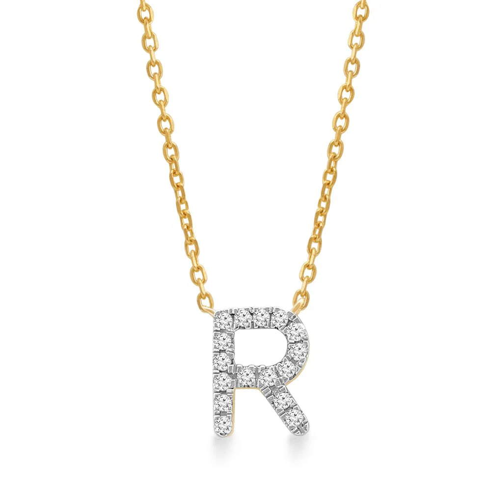 Yellow Gold Diamond Initial Charm Necklace - Image 27
