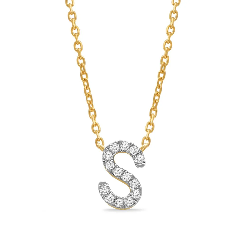 Yellow Gold Diamond Initial Charm Necklace - Image 28