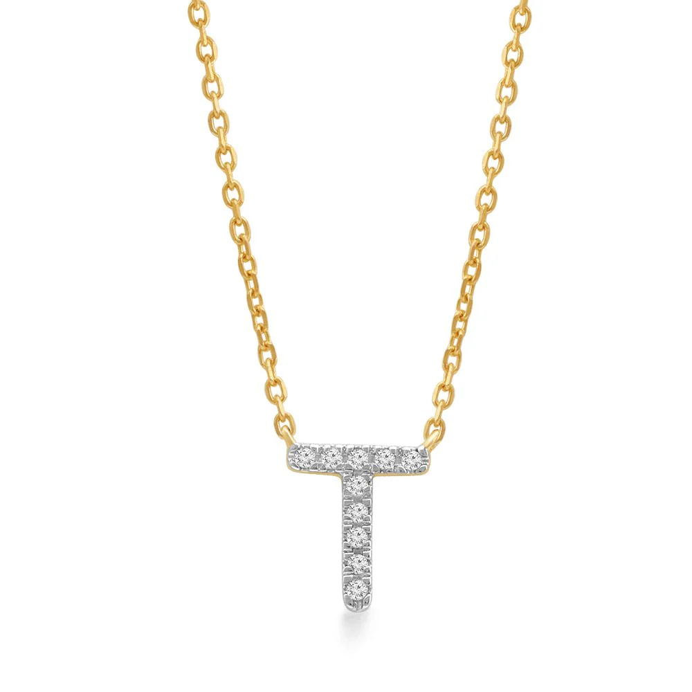 Yellow Gold Diamond Initial Charm Necklace - Image 29