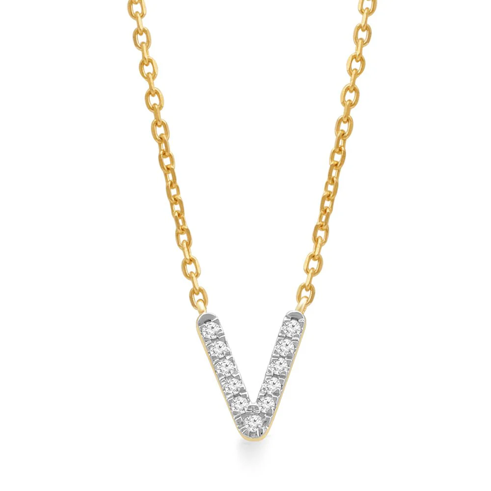 Yellow Gold Diamond Initial Charm Necklace - Image 30