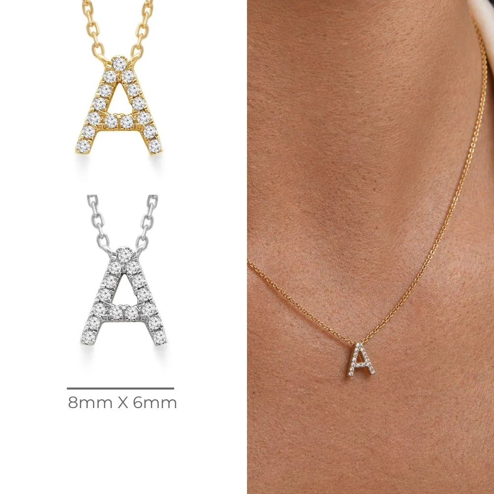 Yellow Gold Diamond Initial Charm Necklace - Image 31