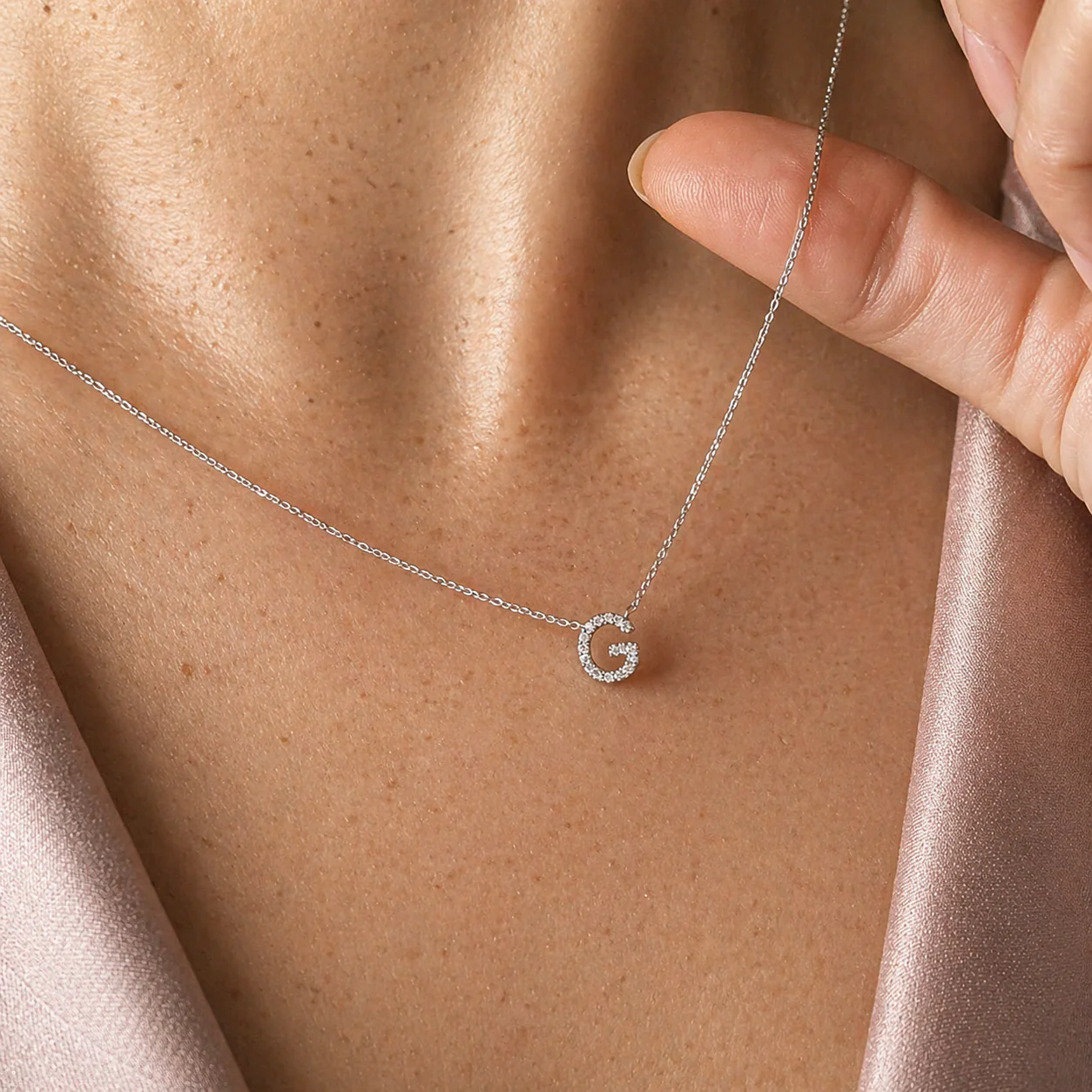 Yellow Gold Diamond Initial Charm Necklace - Image 34