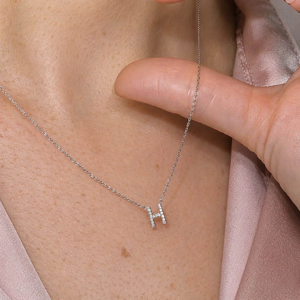 Yellow Gold Diamond Initial Charm Necklace - Image 37