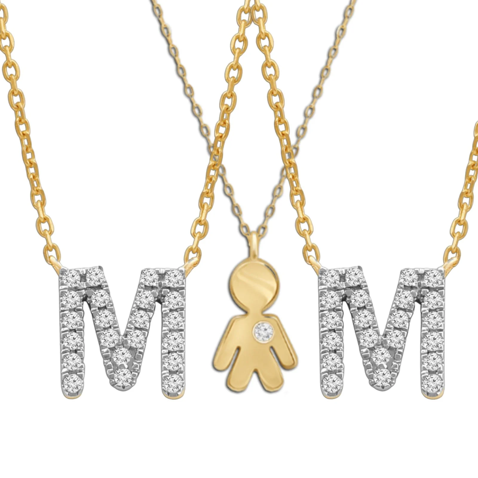Yellow Gold Diamond Initial Charm Necklace - Image 4