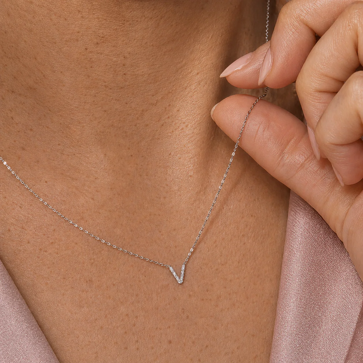 Yellow Gold Diamond Initial Charm Necklace - Image 48