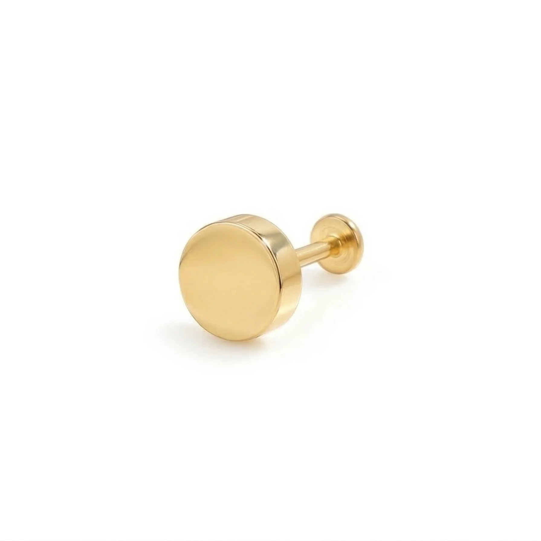 Yellow Gold Disc Flat Back Stud Earring - Image 7