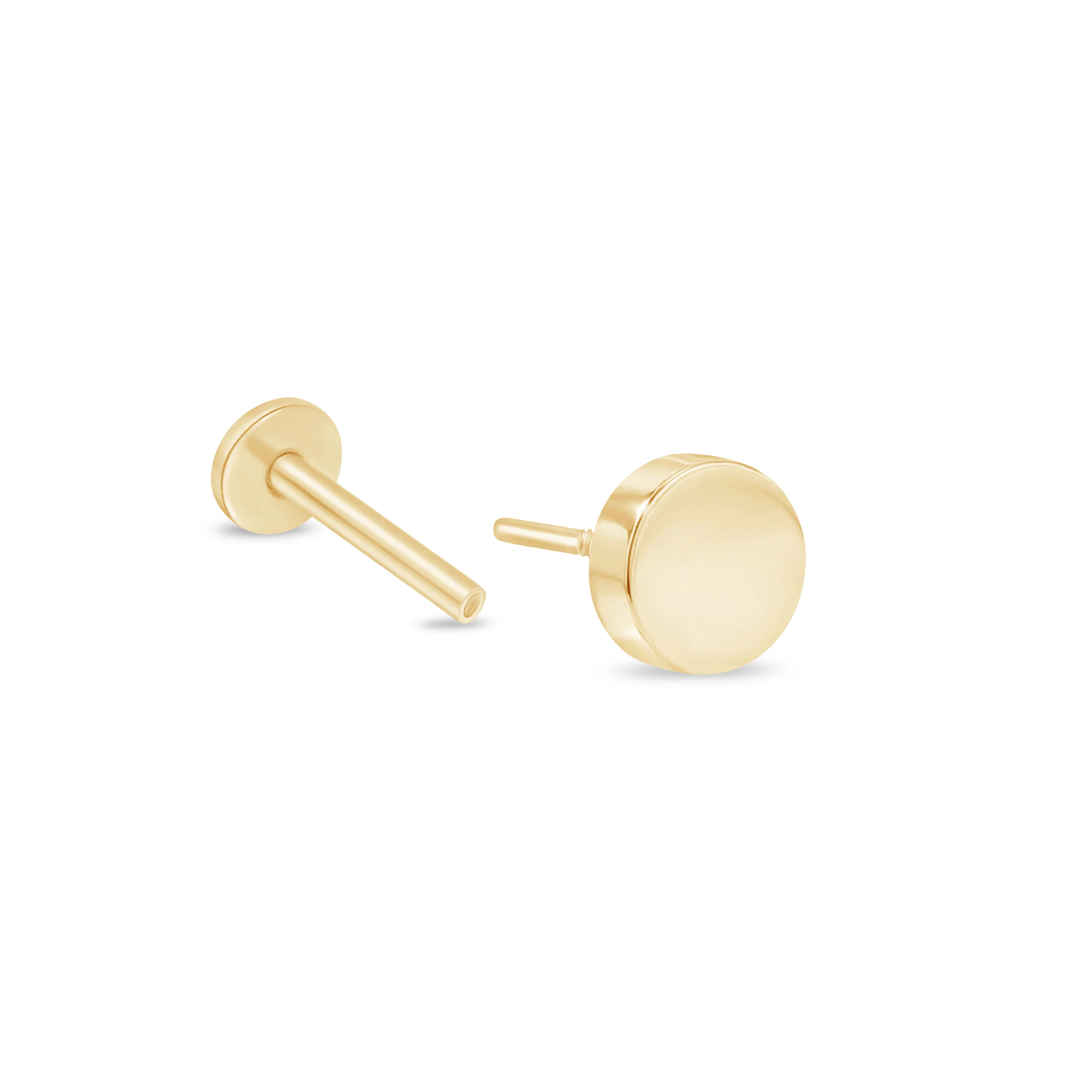 Yellow Gold Disc Flat Back Stud Earring - Image 8