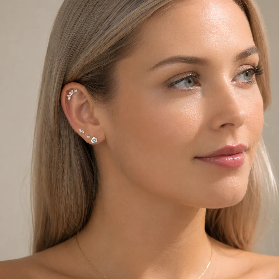 Yellow Gold Round Lab Grown Diamond Flat Back Earring - Image 17