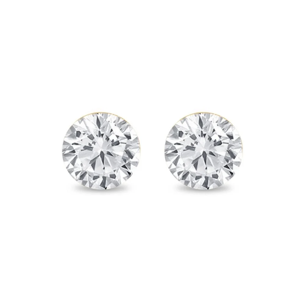 Yellow Gold Round Lab Grown Diamond Flat Back Earring - Image 21