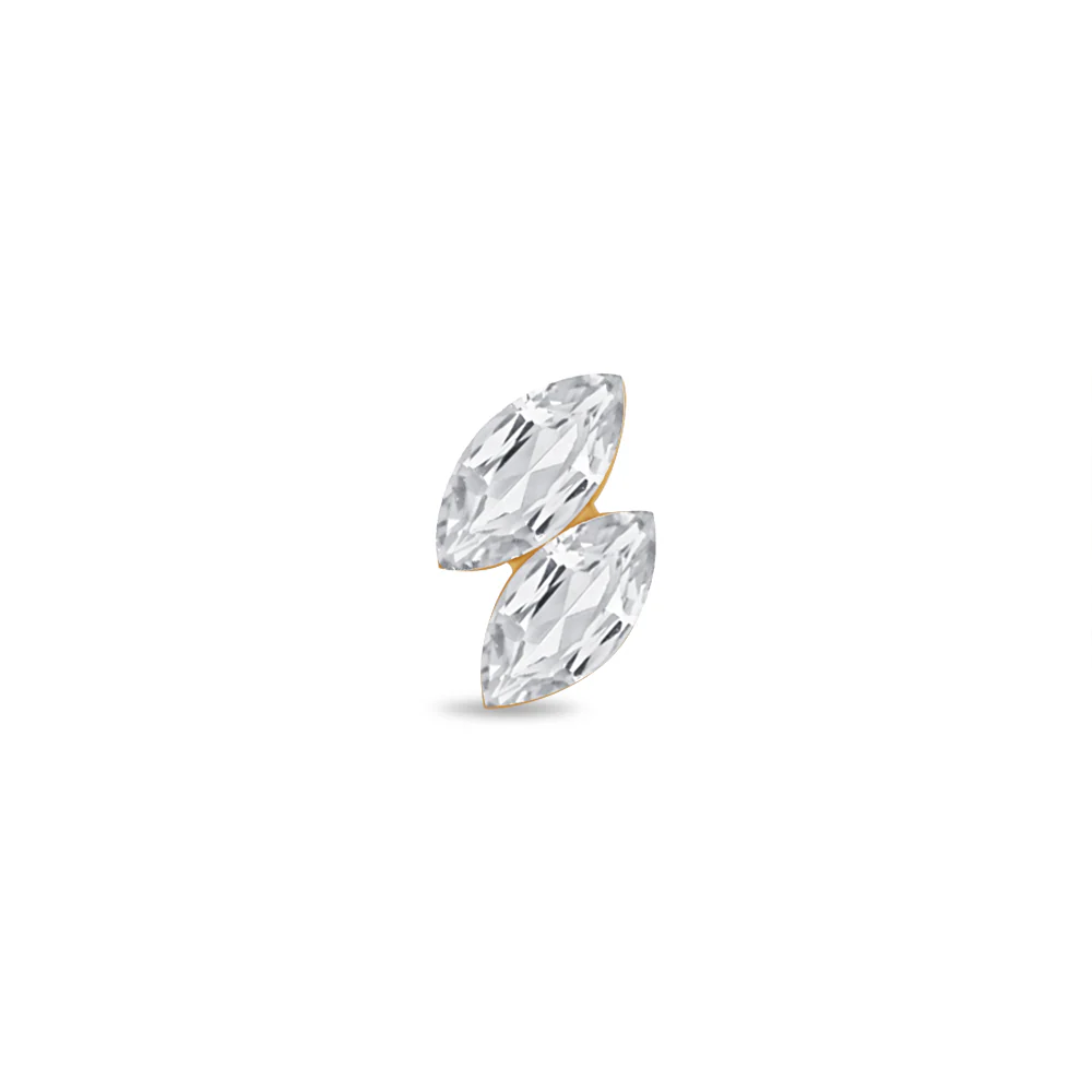 Yellow Gold Dual Marquise Lab Grown Diamond Flat Back Earring - Image 14