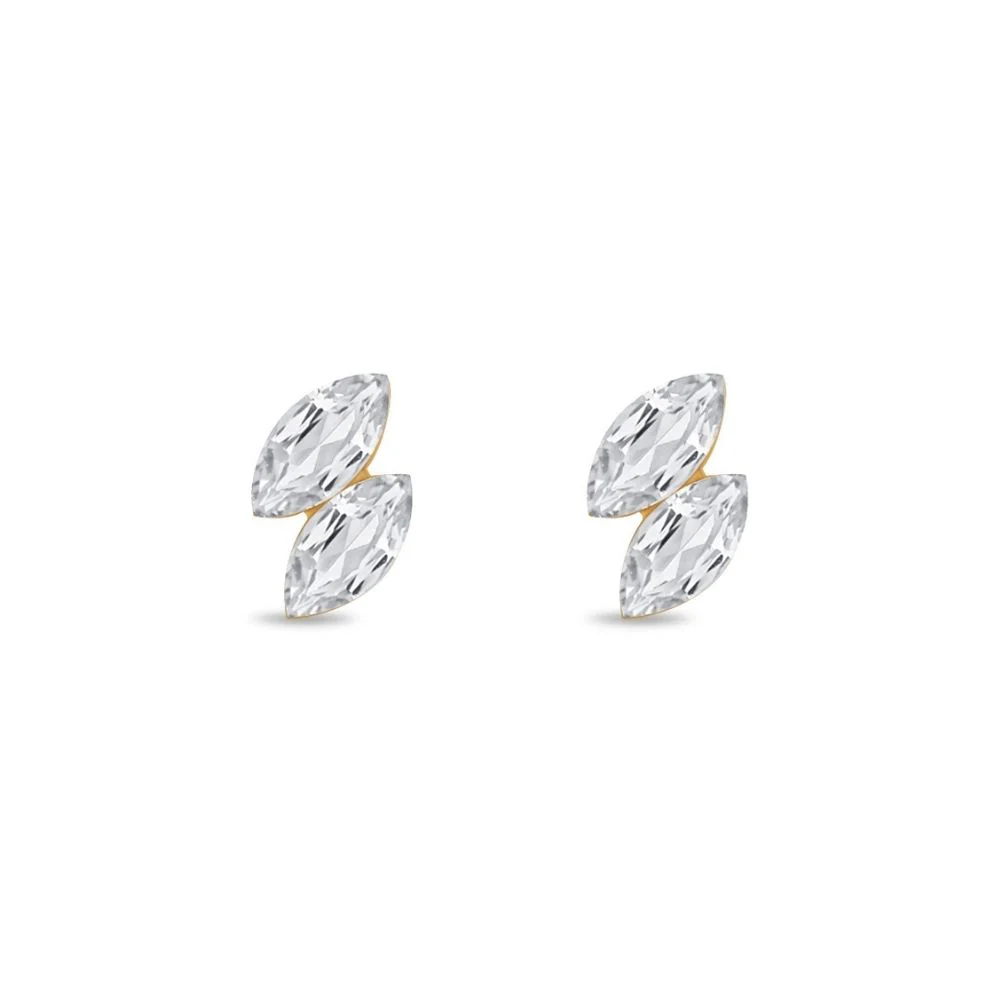 Yellow Gold Dual Marquise Lab Grown Diamond Flat Back Earring - Image 17