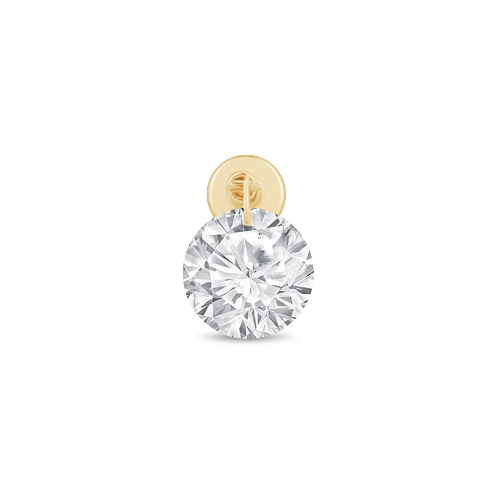 Yellow Gold Floating Lab Grown Diamond Drop Flat Back Earring - Image 9