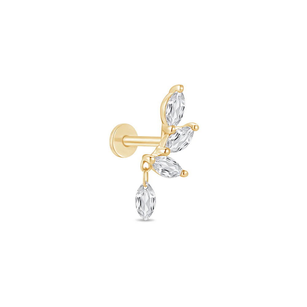 Yellow Gold Marquise Dangle Lab Grown Diamond Cluster Stud - Image 13