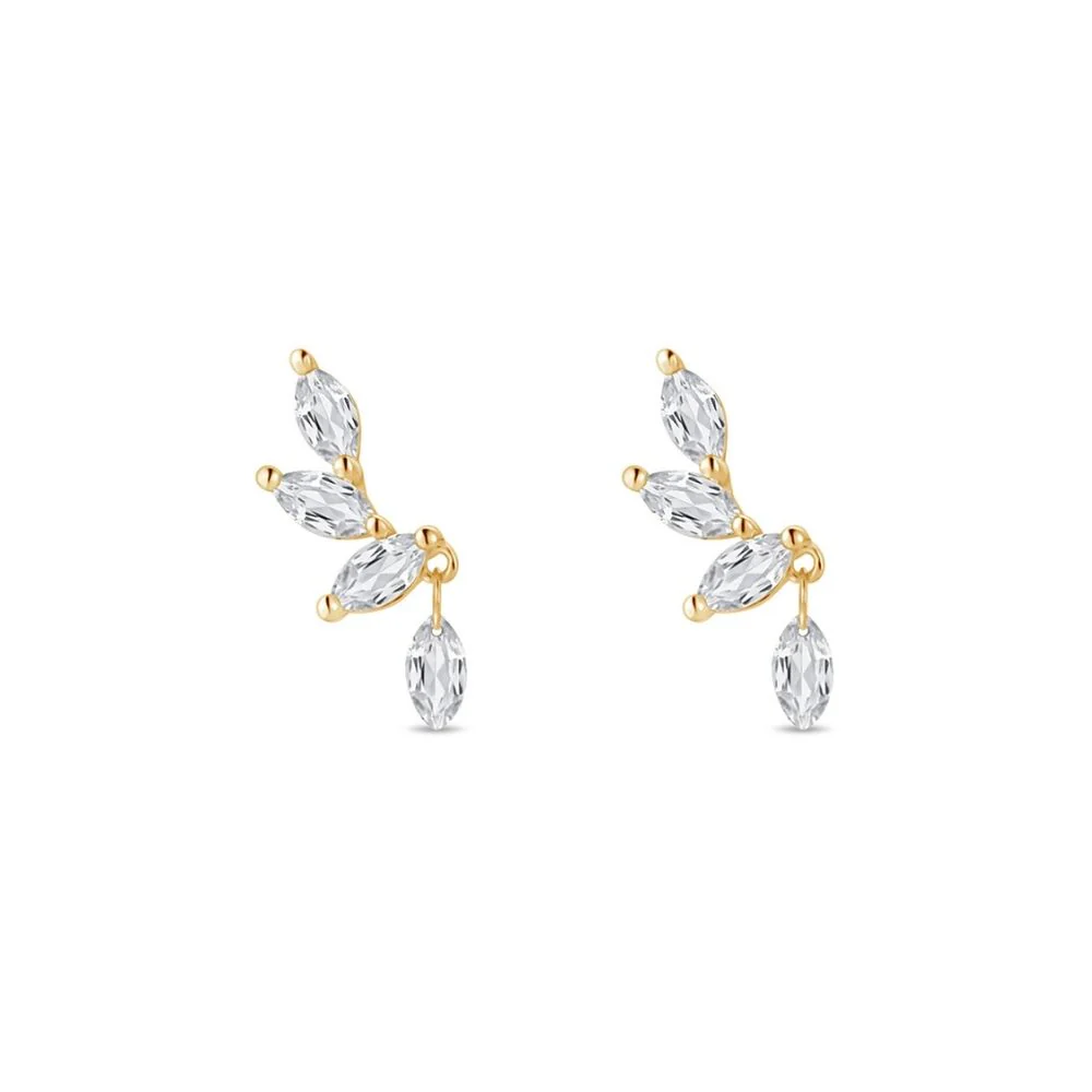 Yellow Gold Marquise Dangle Lab Grown Diamond Cluster Stud - Image 14