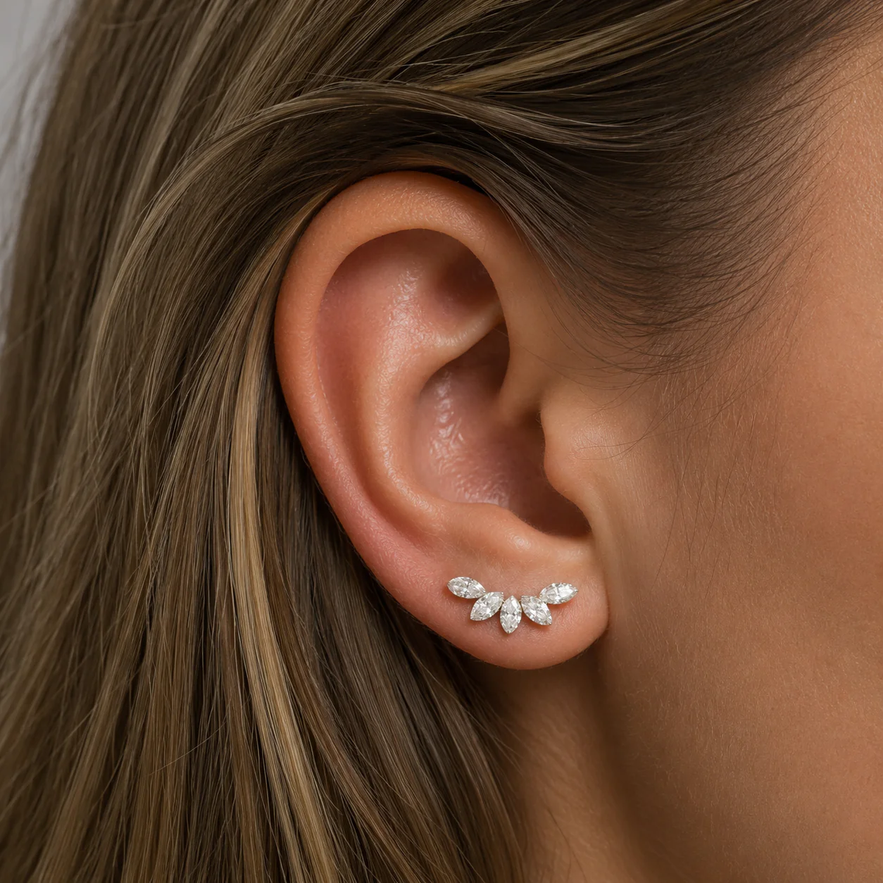 Helix Lotus Crawler Lab Grown Diamond Earring - Image 10