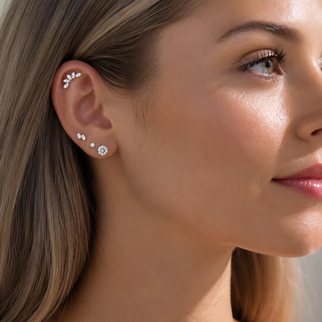 Helix Lotus Crawler Lab Grown Diamond Earring - Image 12