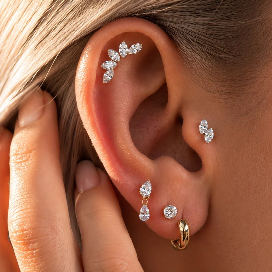 Helix Lotus Crawler Lab Grown Diamond Earring - Image 13