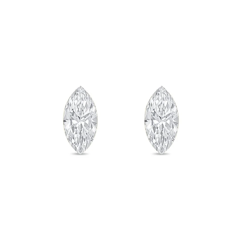 Yellow Gold Marquise Lab Grown Diamond Flat Back Earring - Image 8