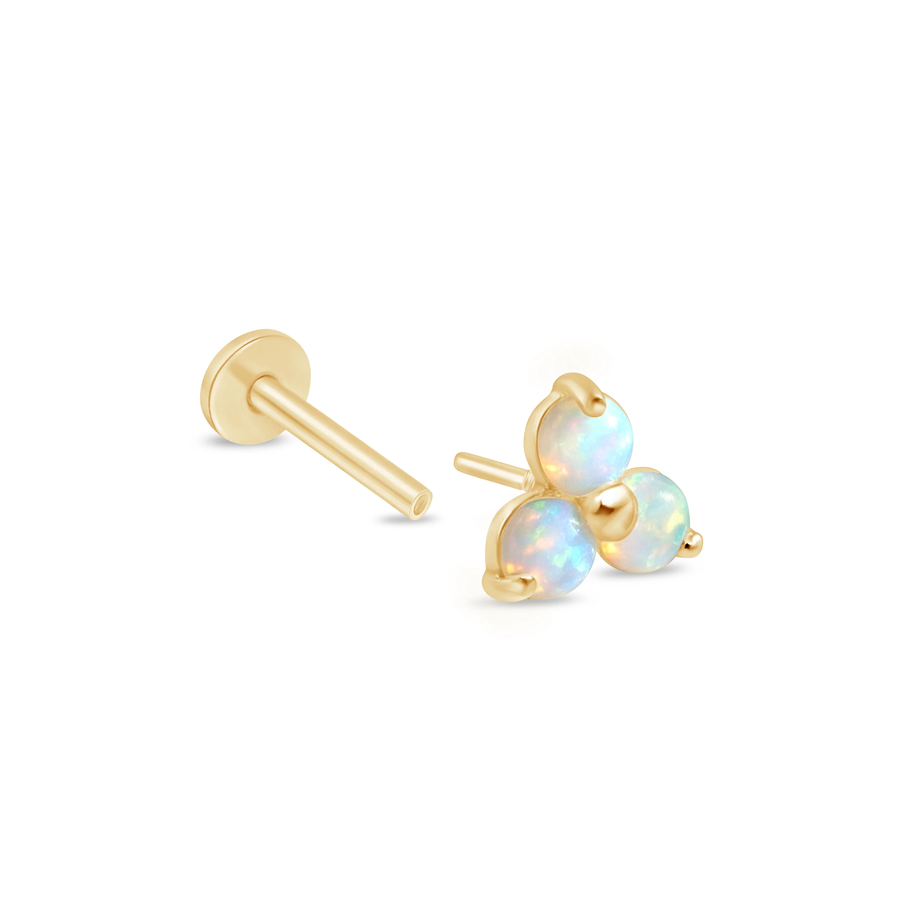 Yellow Gold Trinity Opal Cluster Flat Back Stud - Image 7
