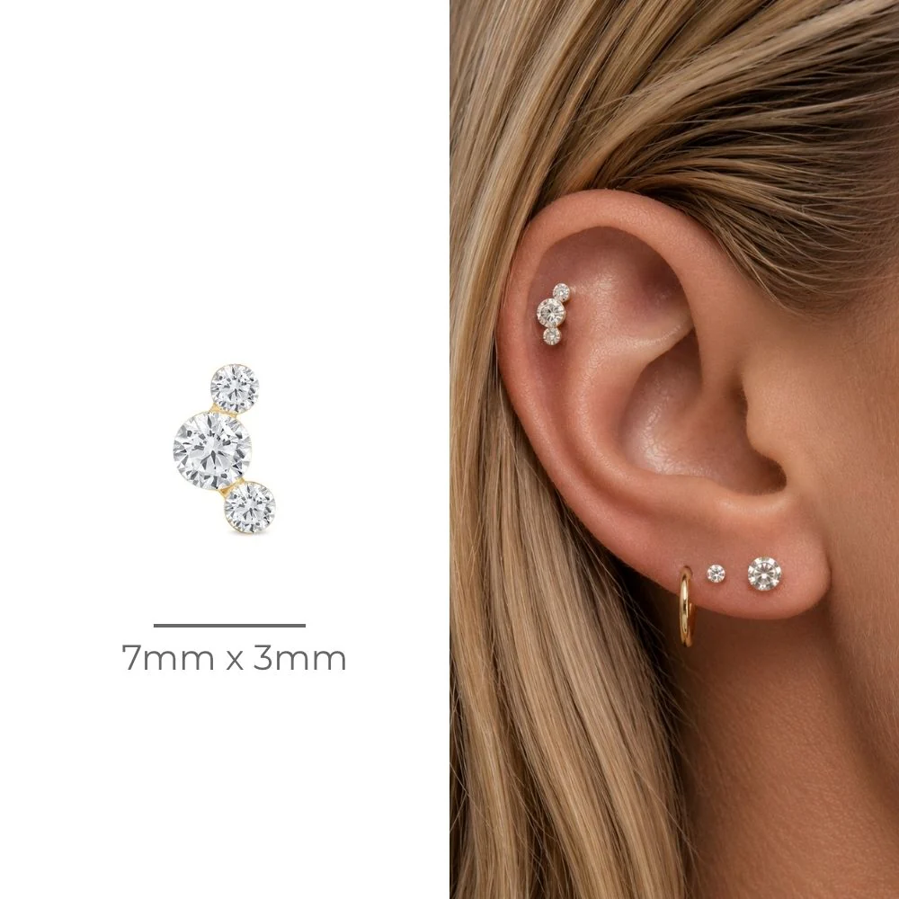Yellow Gold Trio Round Lab Grown Diamond Crawler Earring - Image 11