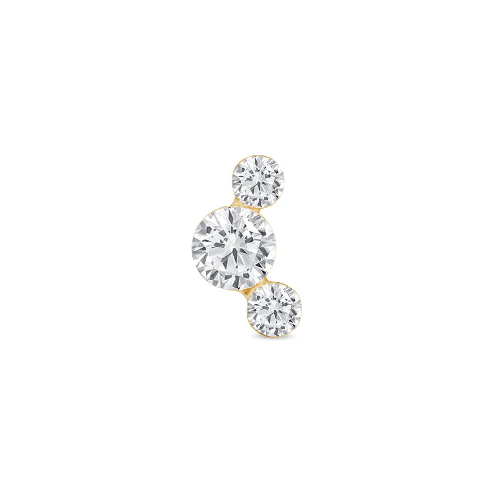 Yellow Gold Trio Round Lab Grown Diamond Crawler Earring - Image 14